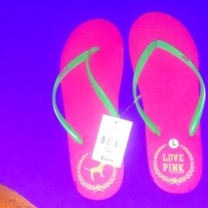 Brand New Victoria Secret Pink Flip Flops Large Size 9